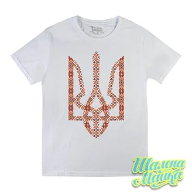 Прикольные футболки: Герб Вышиванка 01 Белая